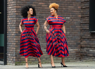 PRE-ORDER PEJU RED AND BLUE DRESS