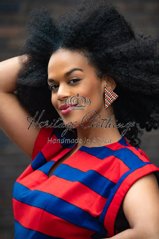 PRE-ORDER PEJU RED AND BLUE DRESS