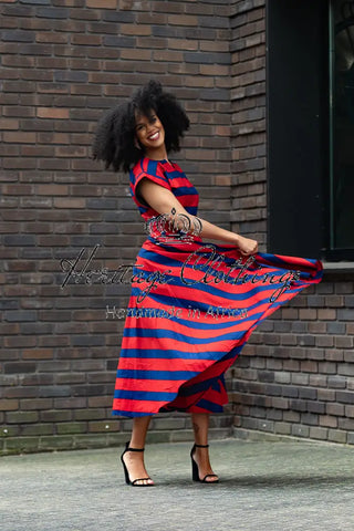 PRE-ORDER PEJU RED AND BLUE DRESS