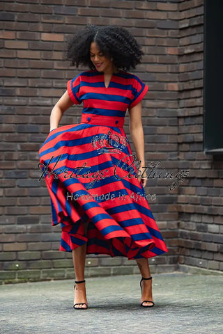 PRE-ORDER PEJU RED AND BLUE DRESS