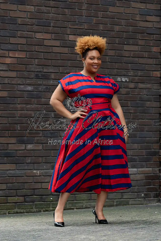 PRE-ORDER PEJU RED AND BLUE DRESS