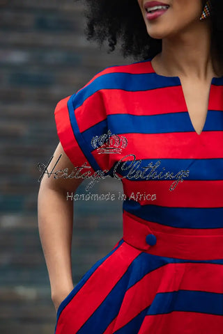 PRE-ORDER PEJU RED AND BLUE DRESS