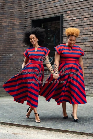 PRE-ORDER PEJU RED AND BLUE DRESS