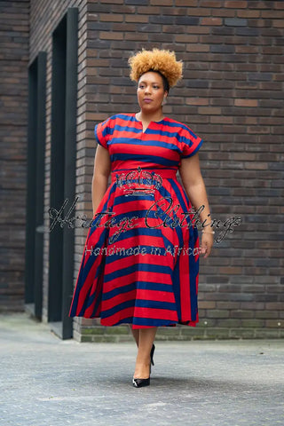 PRE-ORDER PEJU RED AND BLUE DRESS
