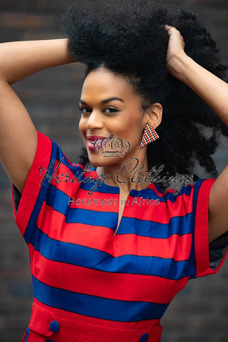 PRE-ORDER PEJU RED AND BLUE DRESS