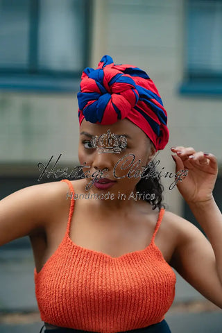 PEJU RED AND BLUE HEADWRAP HEADWRAPS