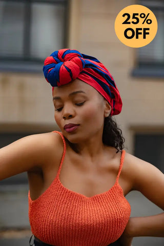 PEJU RED AND BLUE HEADWRAP HEADWRAPS