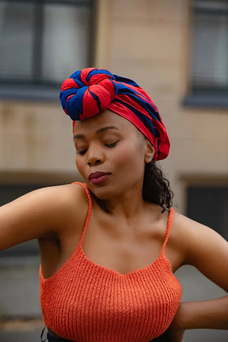 PEJU RED AND BLUE HEADWRAP HEADWRAPS