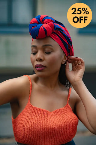 PEJU RED AND BLUE HEADWRAP HEADWRAPS