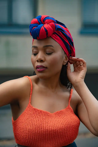 PEJU RED AND BLUE HEADWRAP HEADWRAPS
