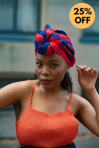 PEJU RED AND BLUE HEADWRAP HEADWRAPS