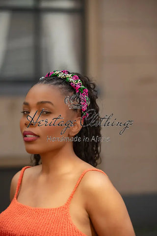 PINK FLORAL BRAIDED HEADBAND HEADBANDS