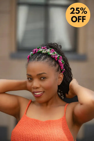 PINK FLORAL BRAIDED HEADBAND HEADBANDS