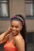 PINK FLORAL BRAIDED HEADBAND HEADBANDS