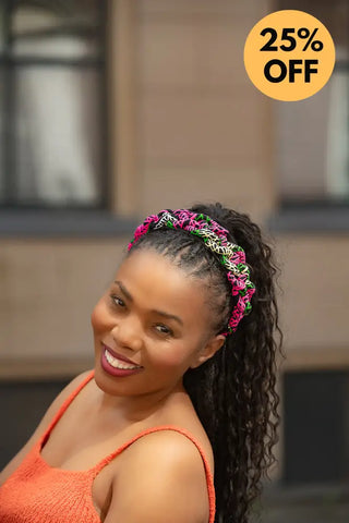 PINK FLORAL BRAIDED HEADBAND HEADBANDS