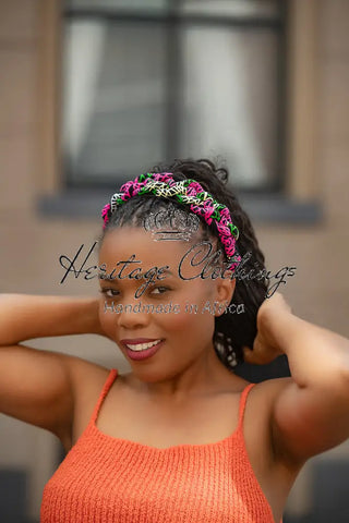 PINK FLORAL BRAIDED HEADBAND HEADBANDS