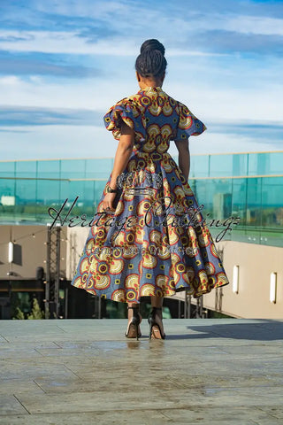 Olori Multicolored African Print Midi Dress Dresses