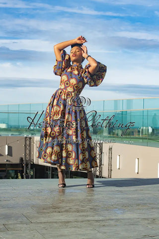 Olori Multicolored African Print Midi Dress Dresses