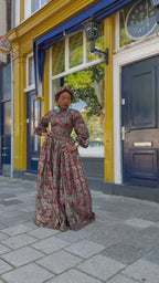 Malkia Burgundy and Green African Print  Maxi Dress
