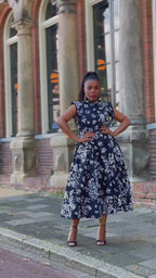 Zinhle Black and White Midi Dress