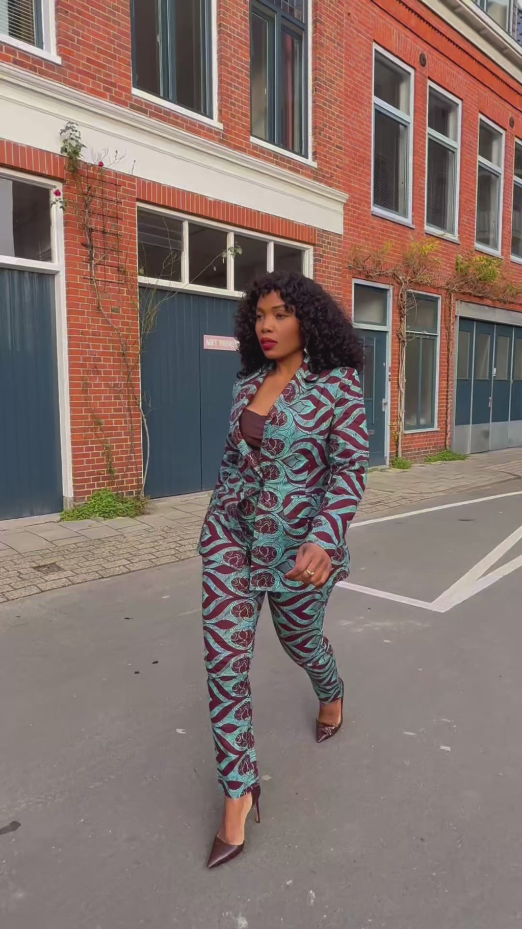 Zora Teal and Burgundy Trouser