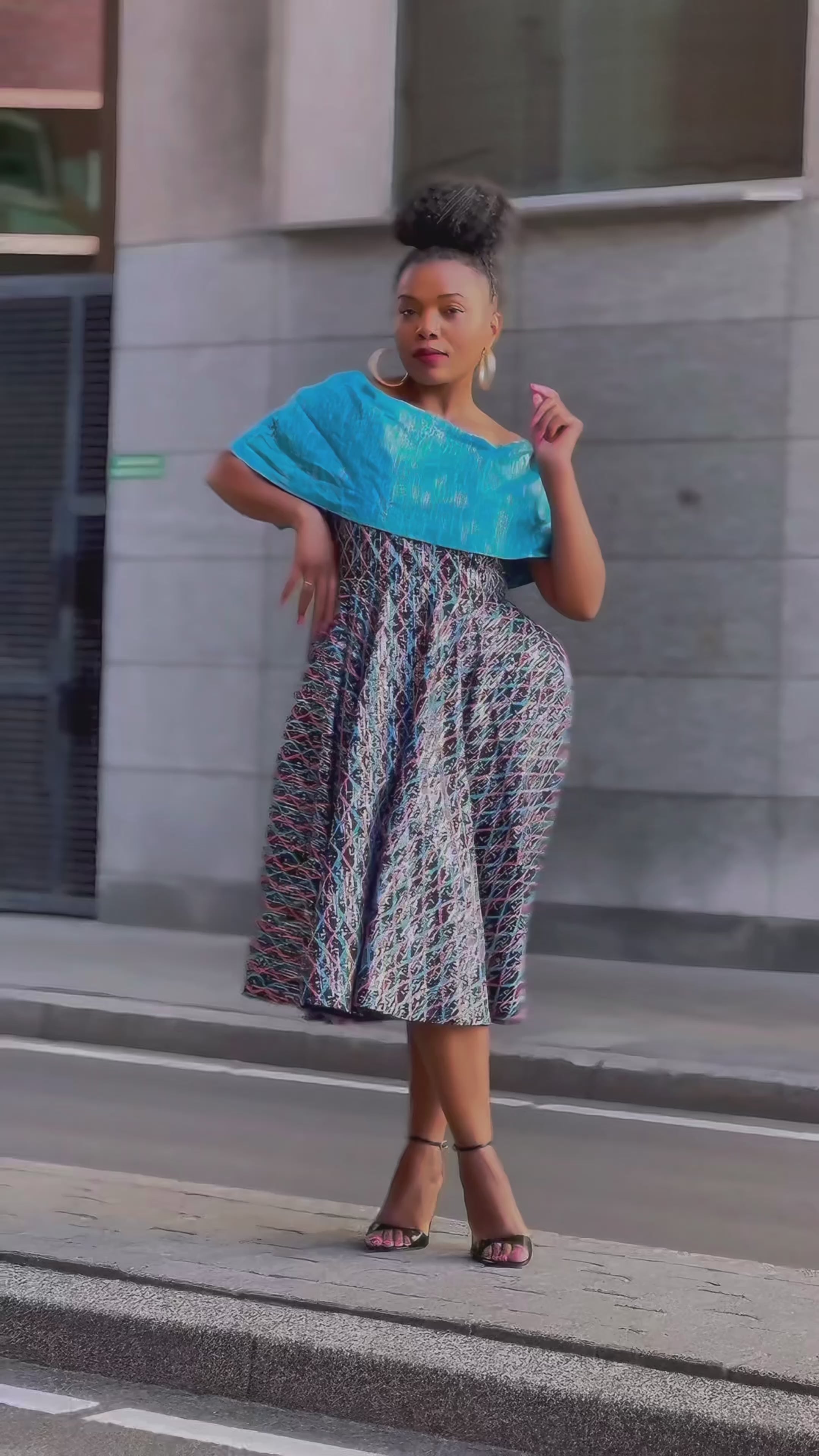 Oyin Blue and Silver Midi Dress
