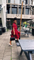 Teju Red and White Skirt Set