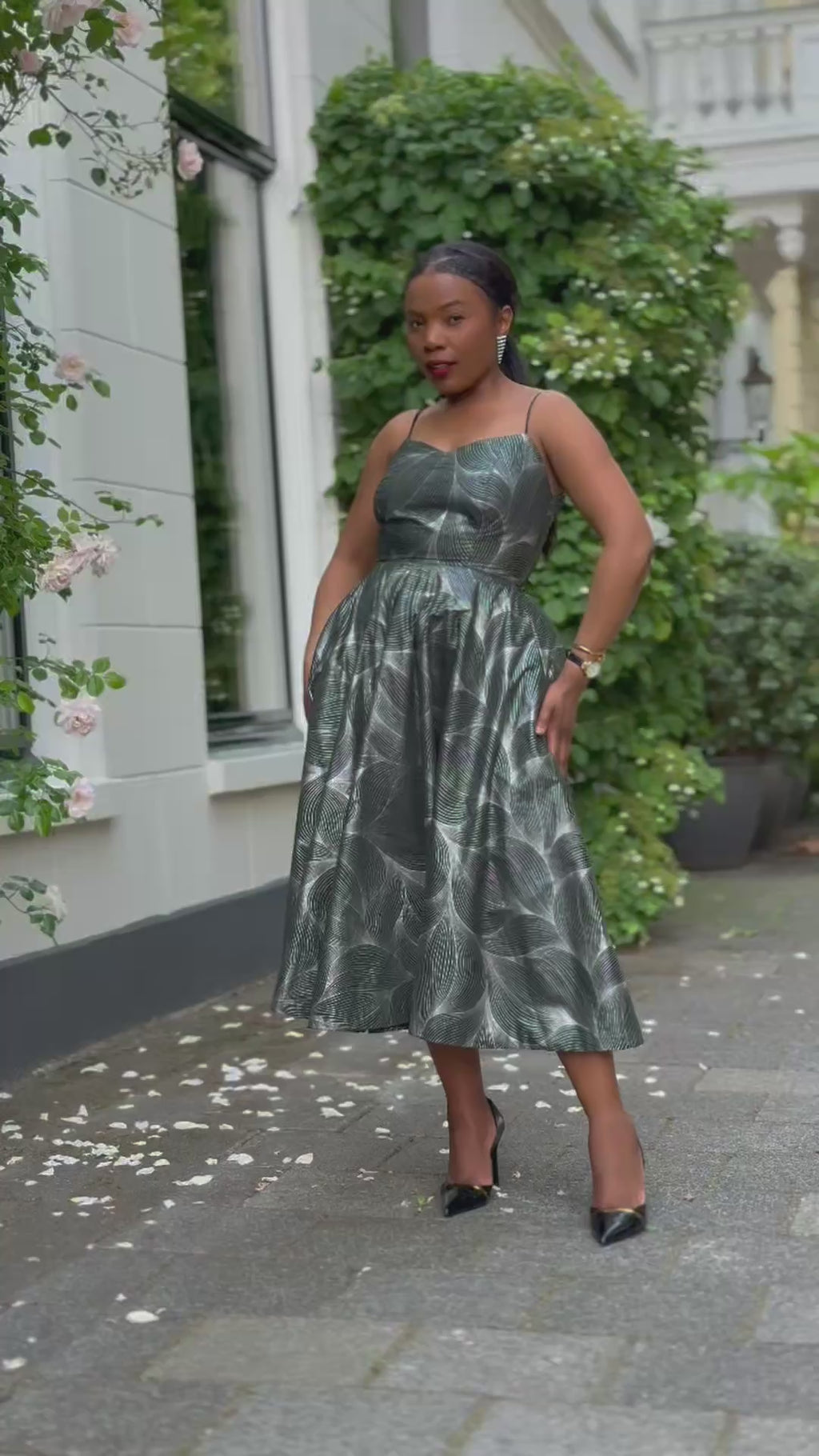 Lydia Green and Silver Strap Dress