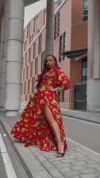 Anan Red and Yellow Off Shoulder Dress