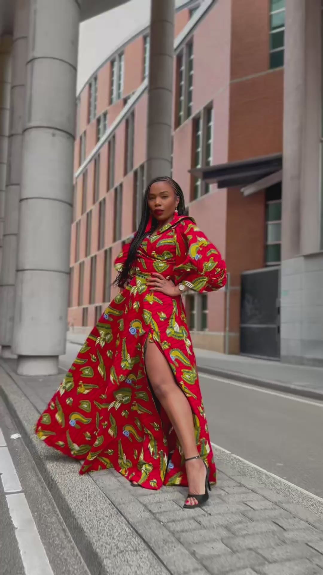 Anan Red and Yellow Off Shoulder Dress
