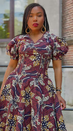 Amara Mocha African Print Dress