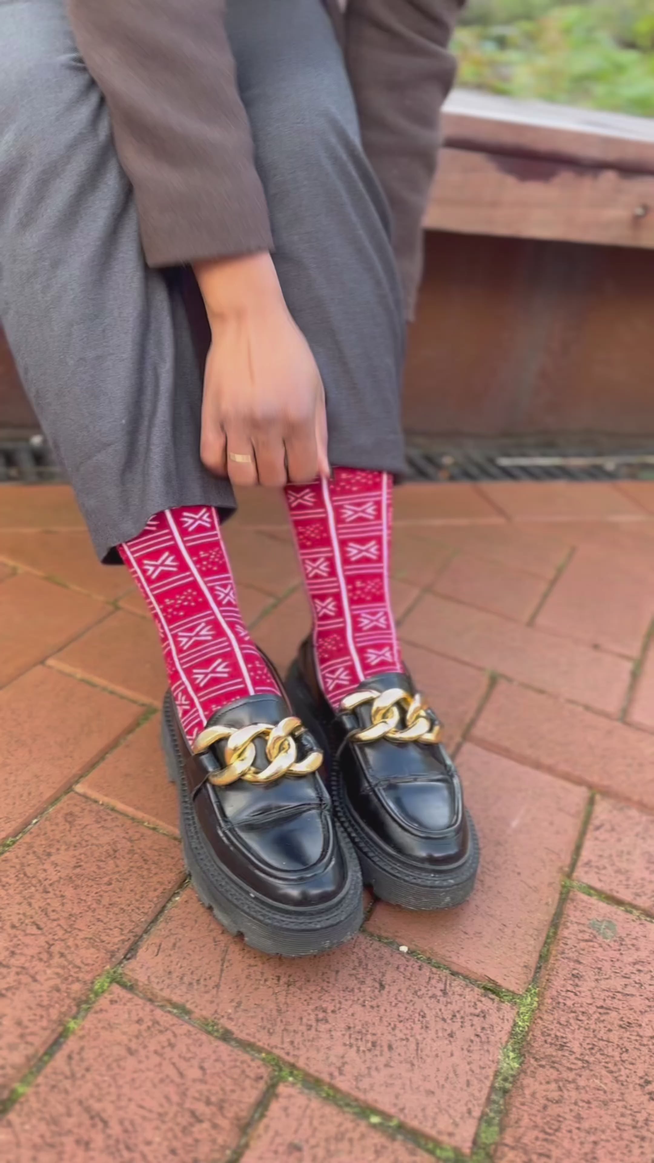 Benin Red and White Socks