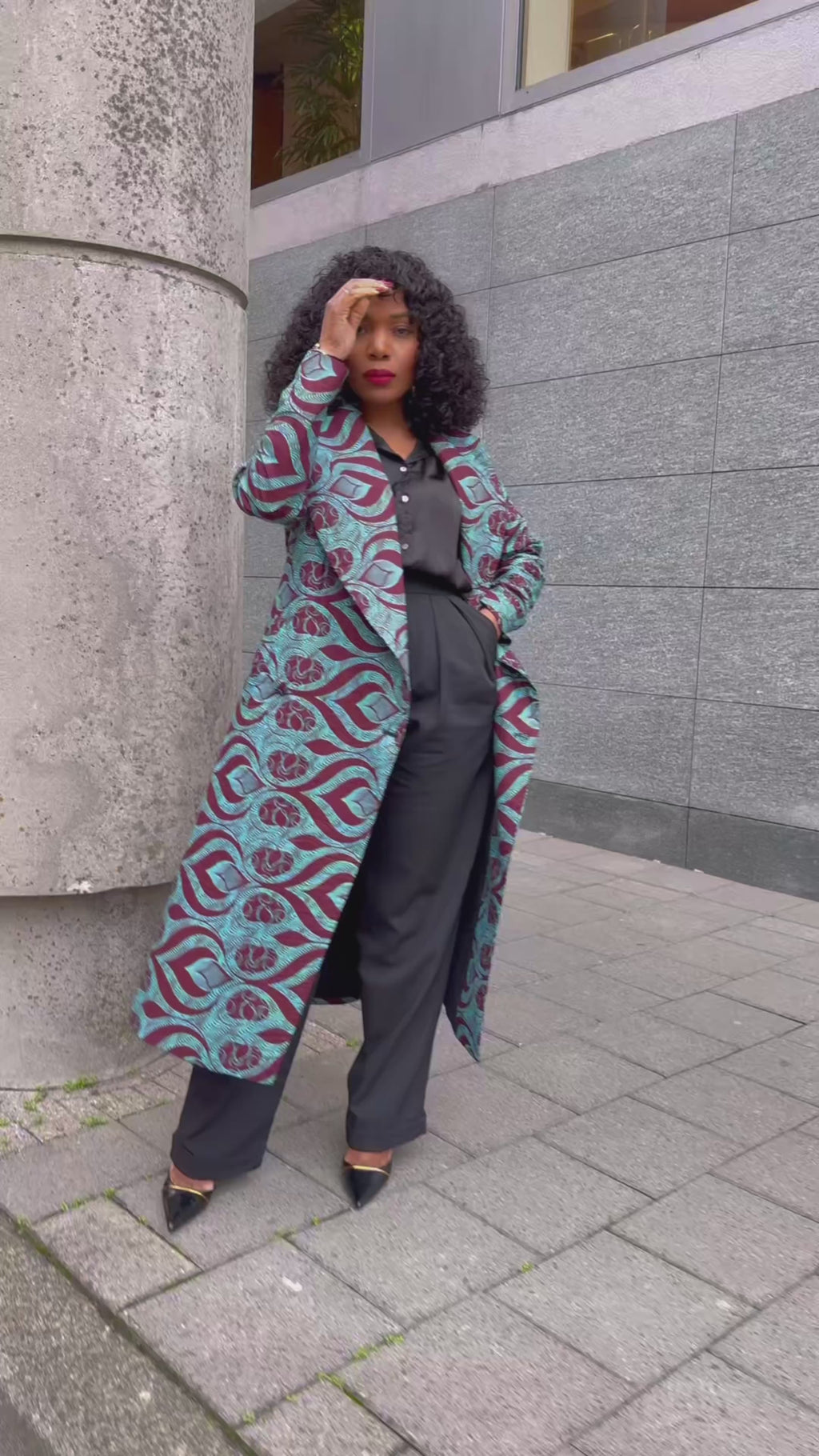 Zola Teal and Burgundy Duster Jacket