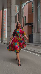 Oluchi Flora Ankara Midi Dress