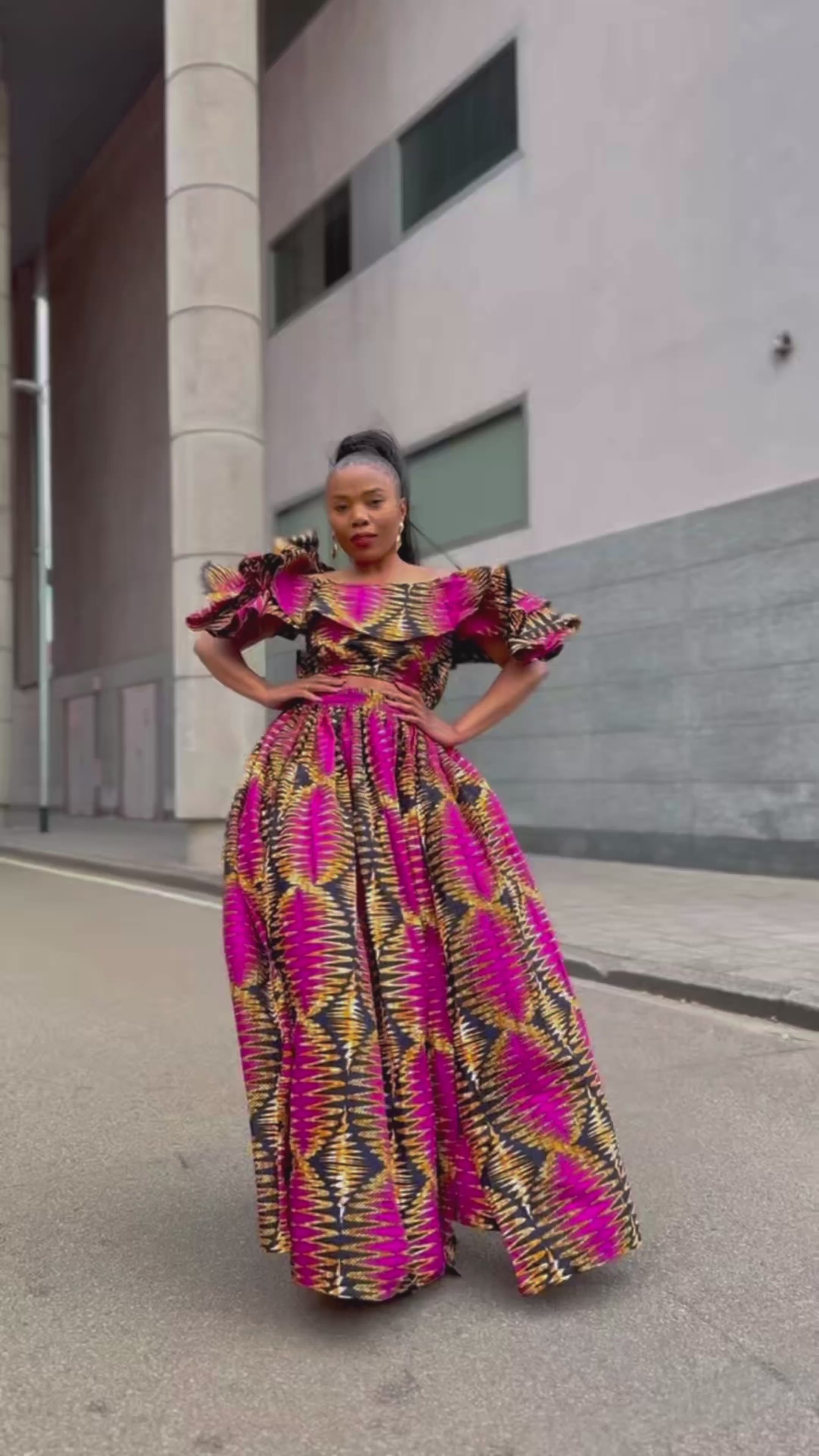 Moremi Pink and Black Two Piece Set