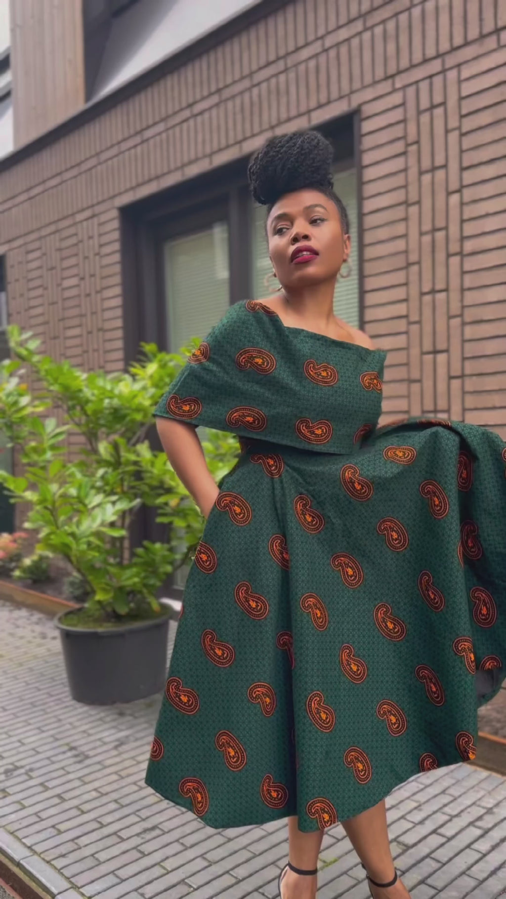 Oyin Green and Brown Dress