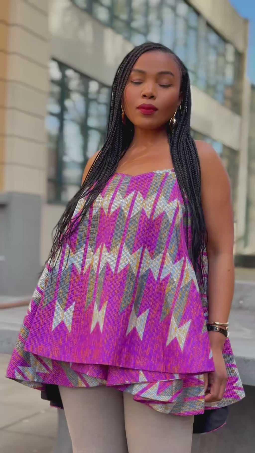 Leena Purple and Grey Flare Top