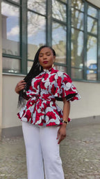 Hanna Red Peplum Top