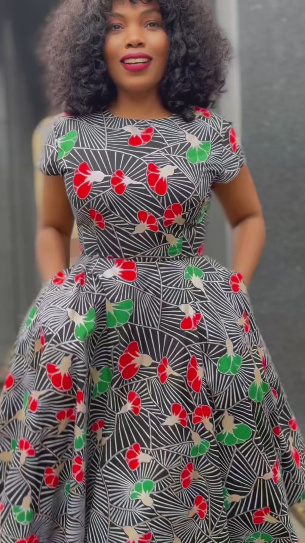 Tendai Green and Red Dress