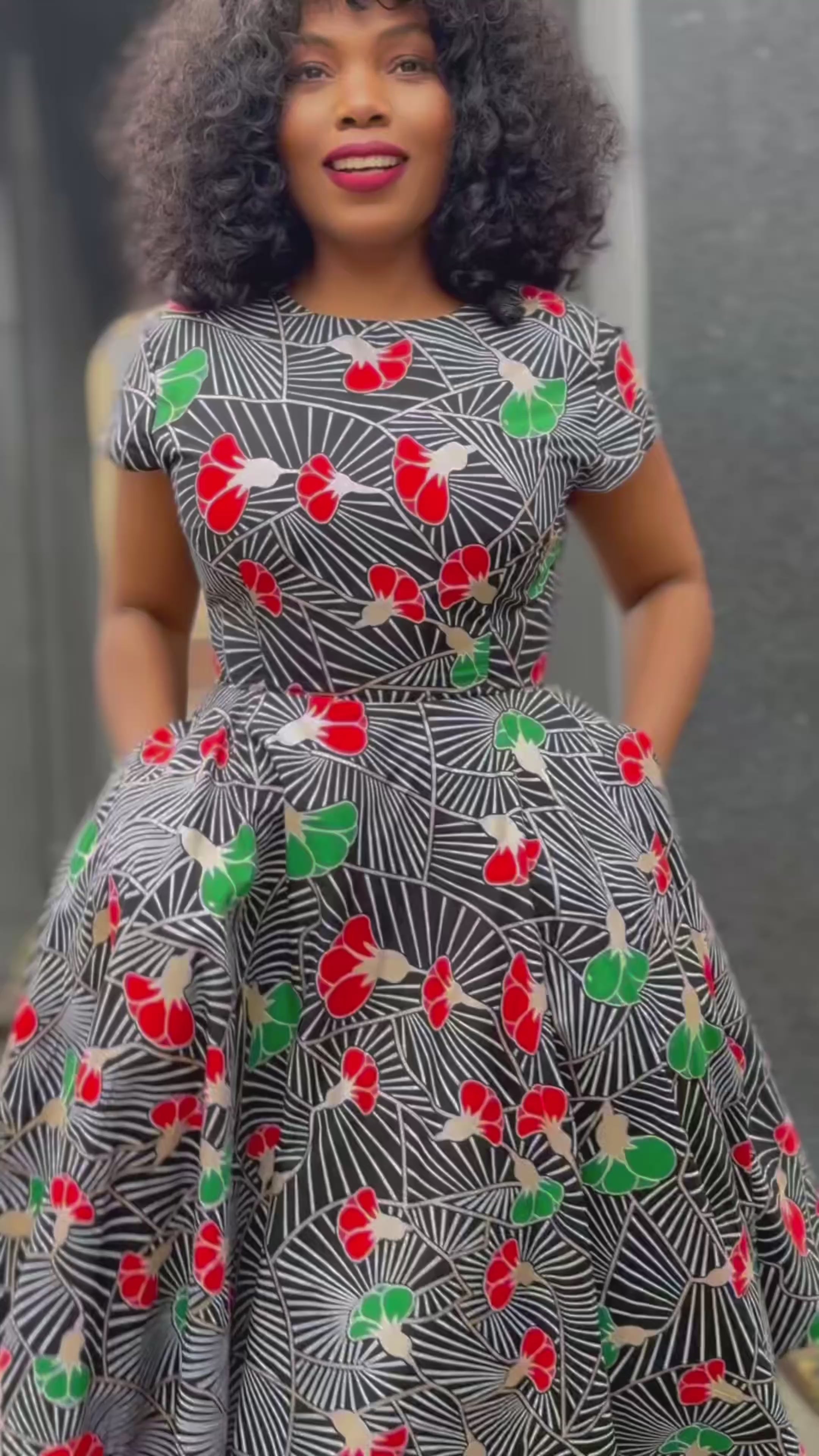 Tendai Green and Red Dress