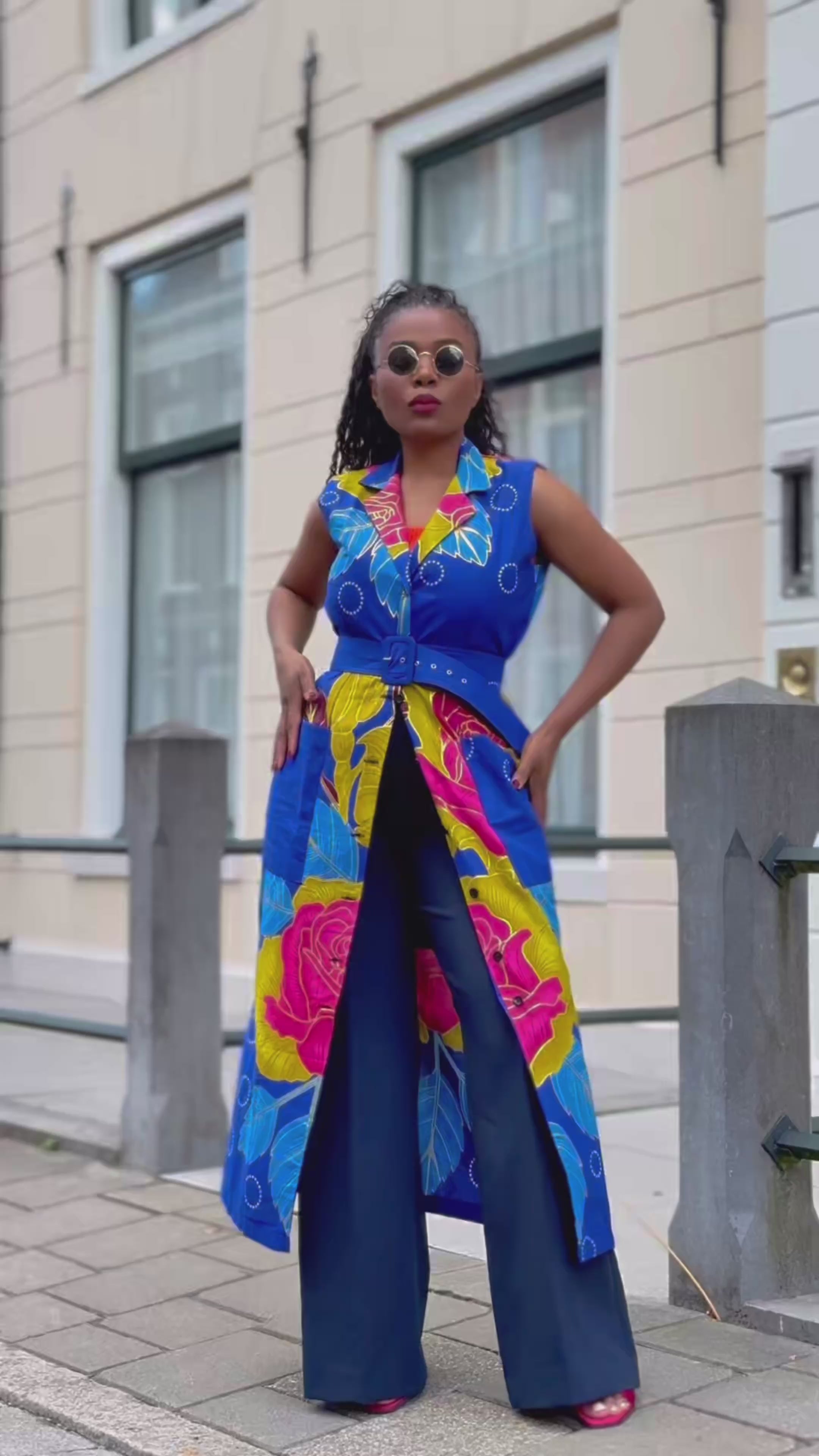 Mbali Blue and Yellow Sleeveless Dress