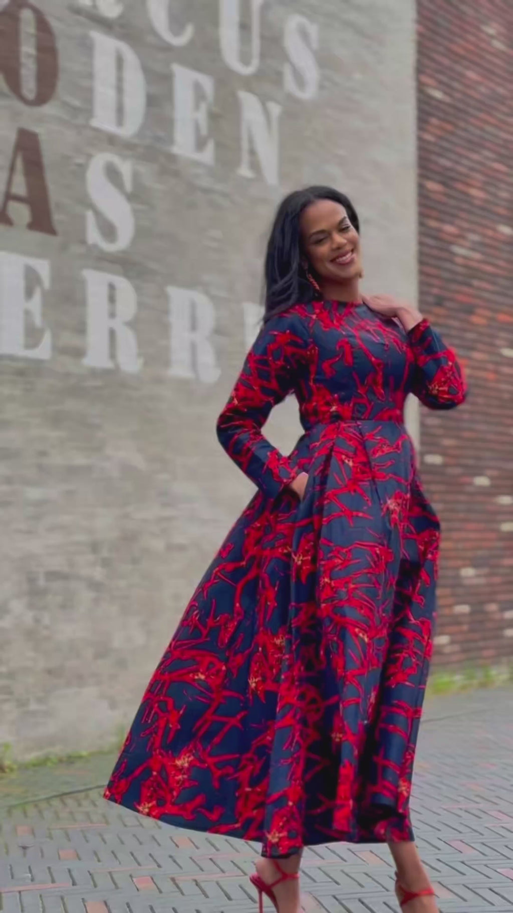 Pre Order Moyo Red and Navy Blue Dress [Ships in 2 weeks]