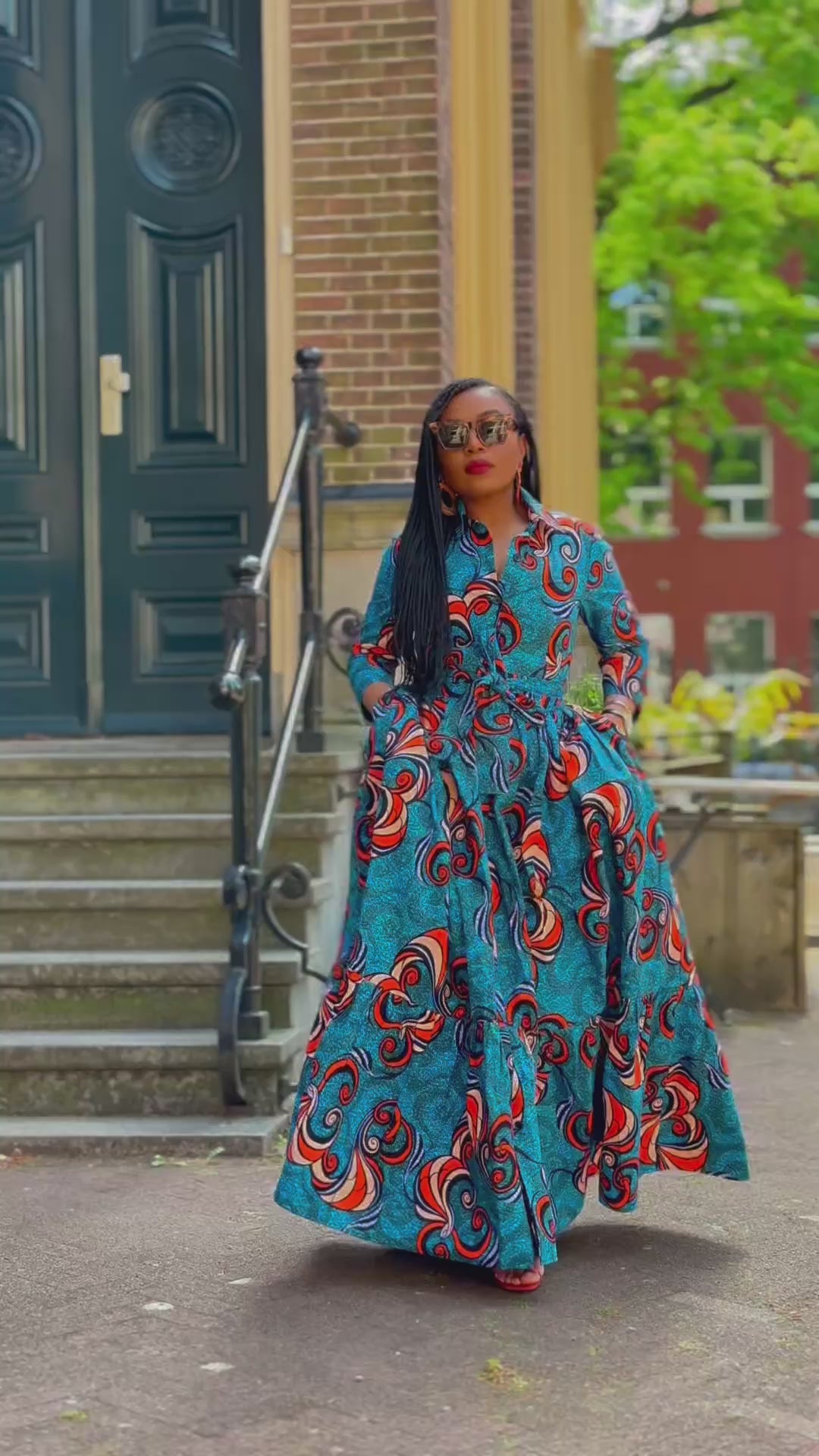 Nylah Blue and Orange Dress