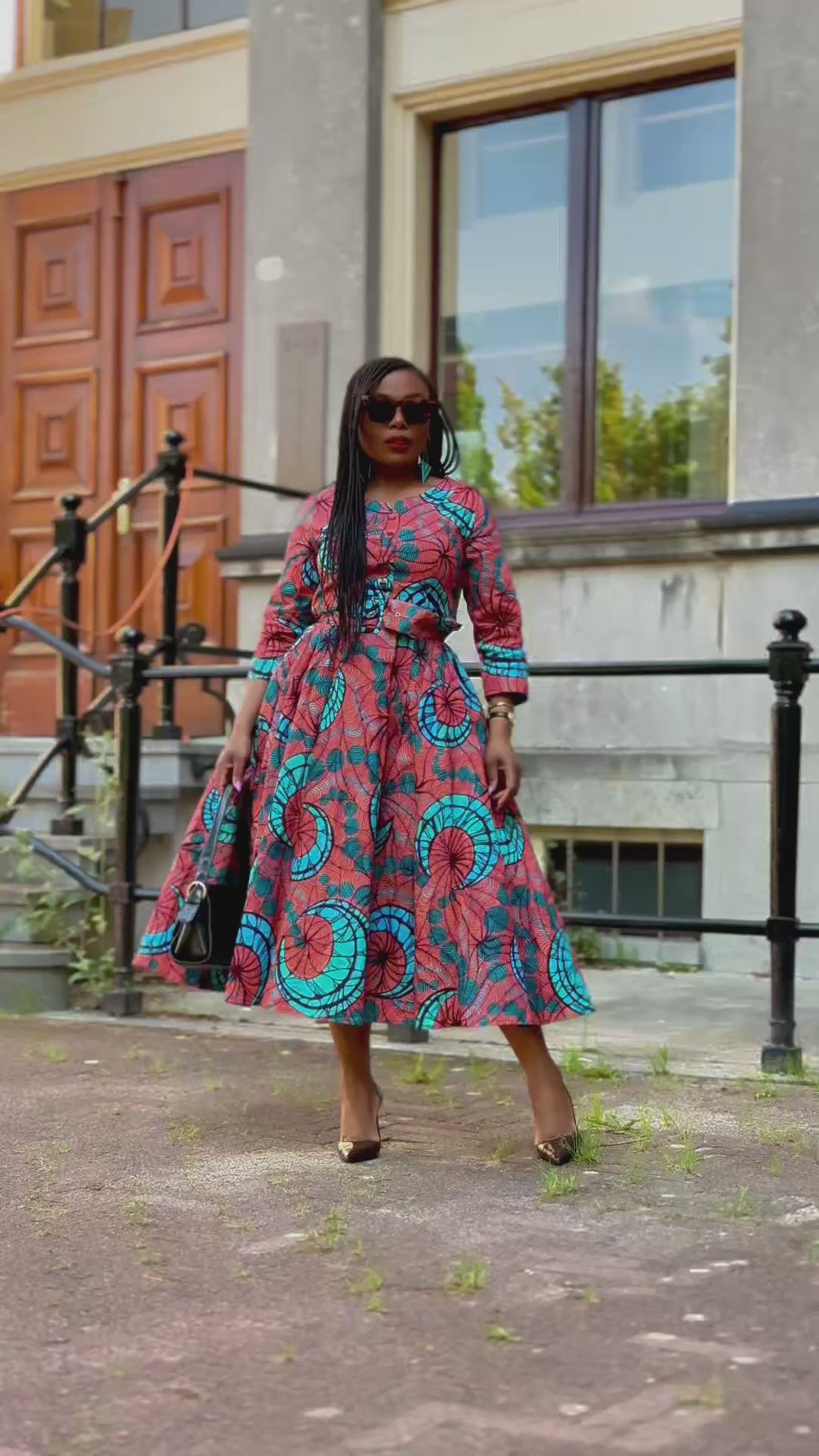Yaya Coral African Print Dress
