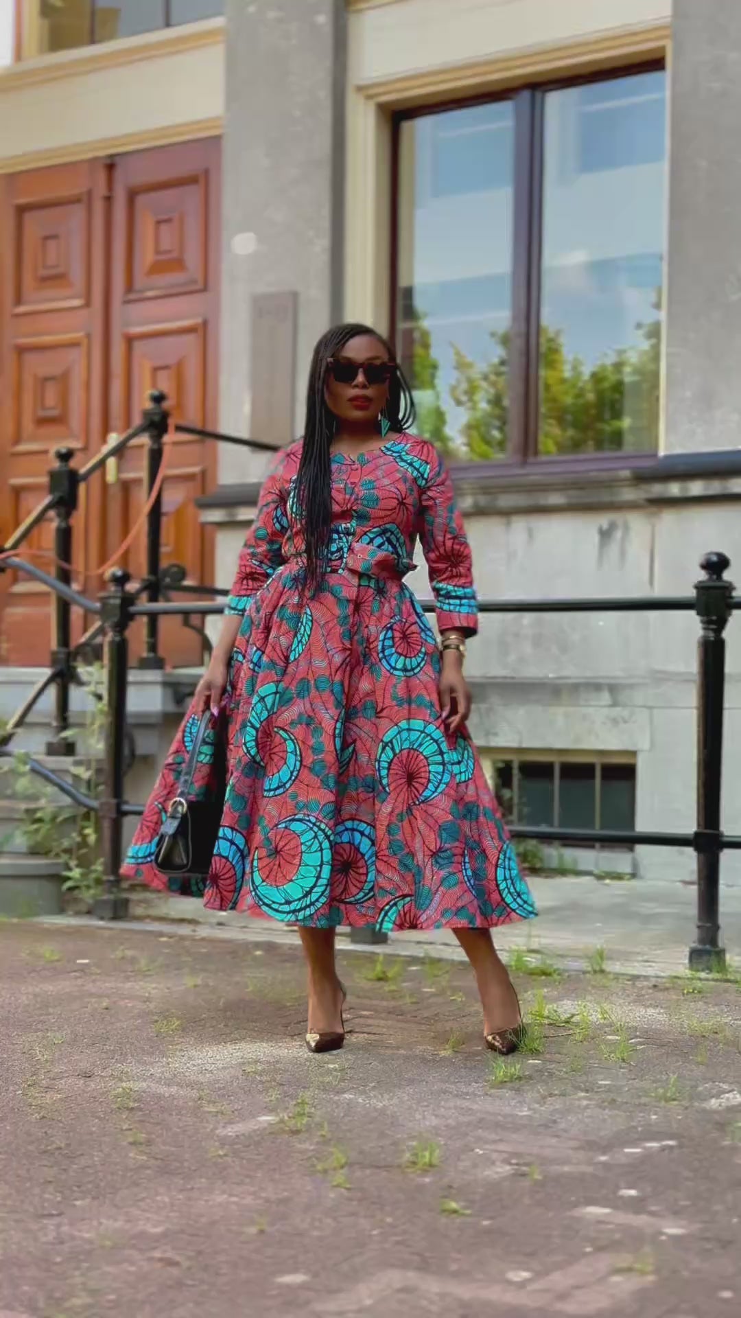 Yaya Coral African Print Dress
