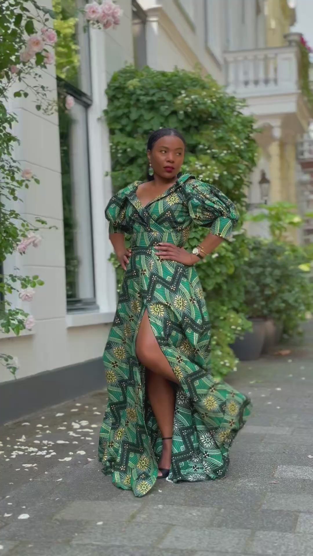 Titilayo Green and Gold Midaxi Dress