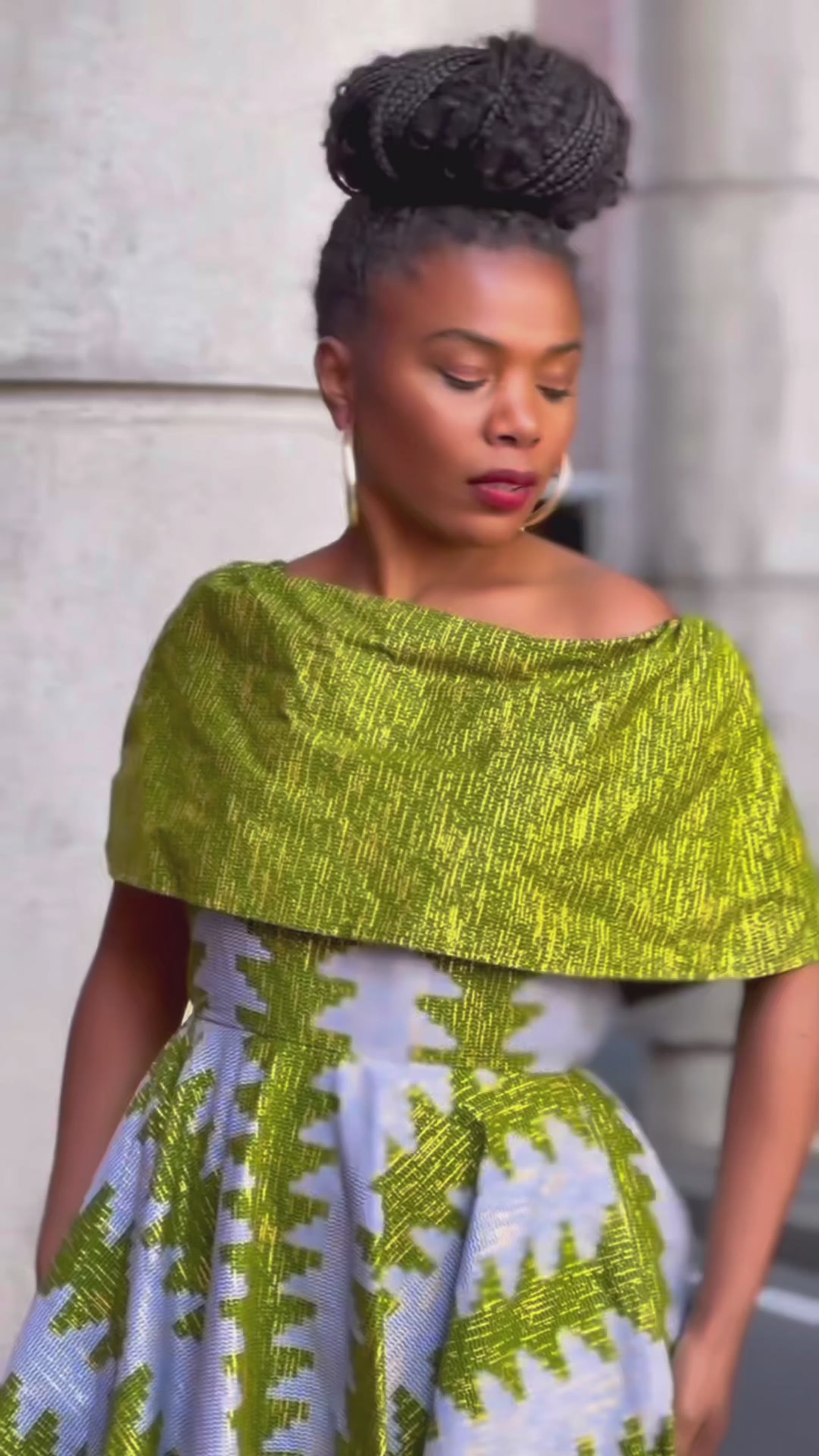 Oyin Green and Gold Midi Dress