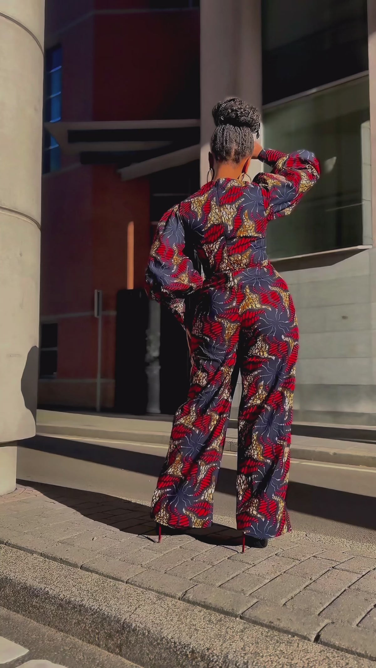Olivia Navy Blue And Red Jumpsuit
