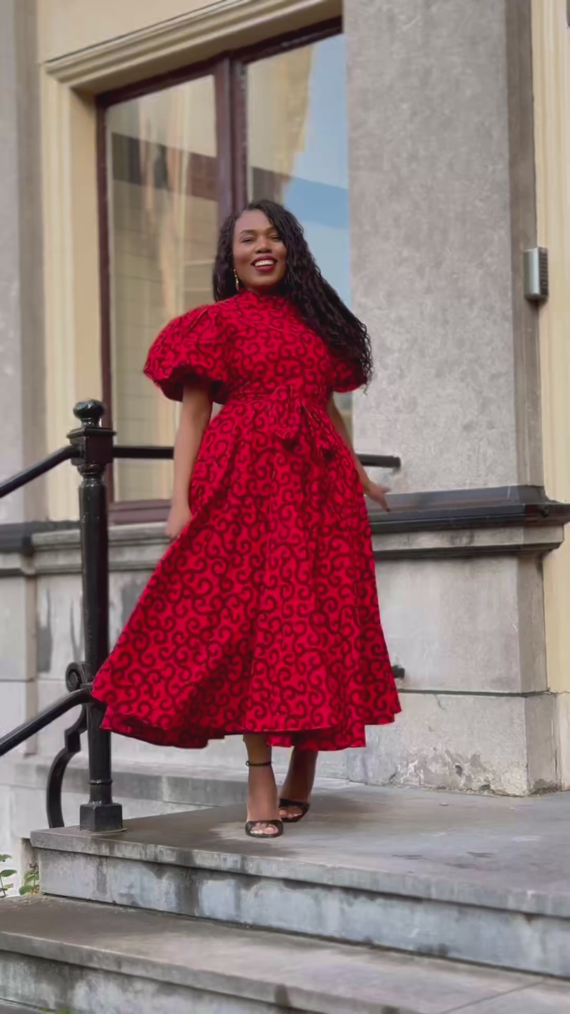 Olori Ruby Red Modern Ankara Dress