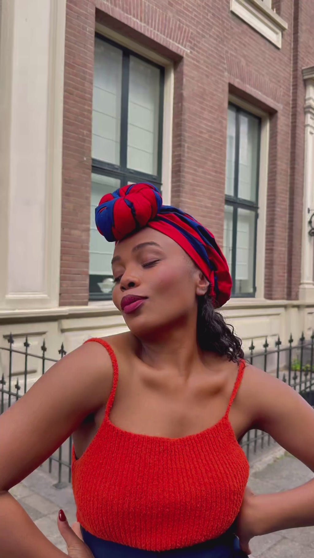 Peju Red and Blue Headwrap